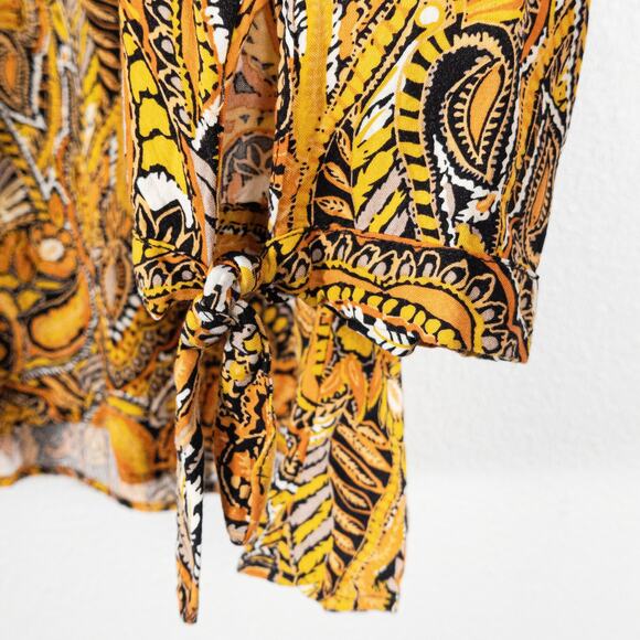 Rachel Roy Women’s Tie Front Blouse Boho Statement Print Paisley Travelcore 1X - Picture 5 of 7